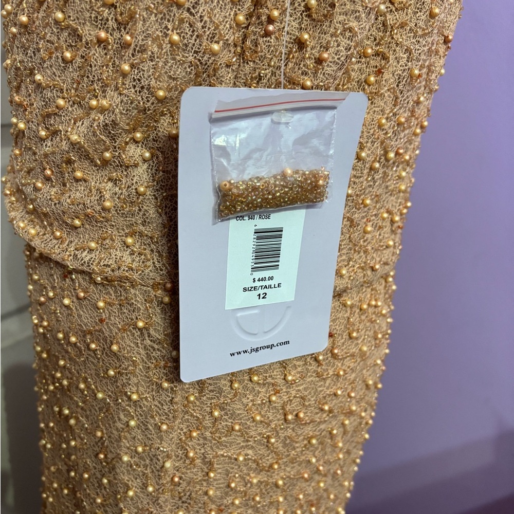 JS Collections Peach Beaded Maxi Gown - Picture 4 of 8